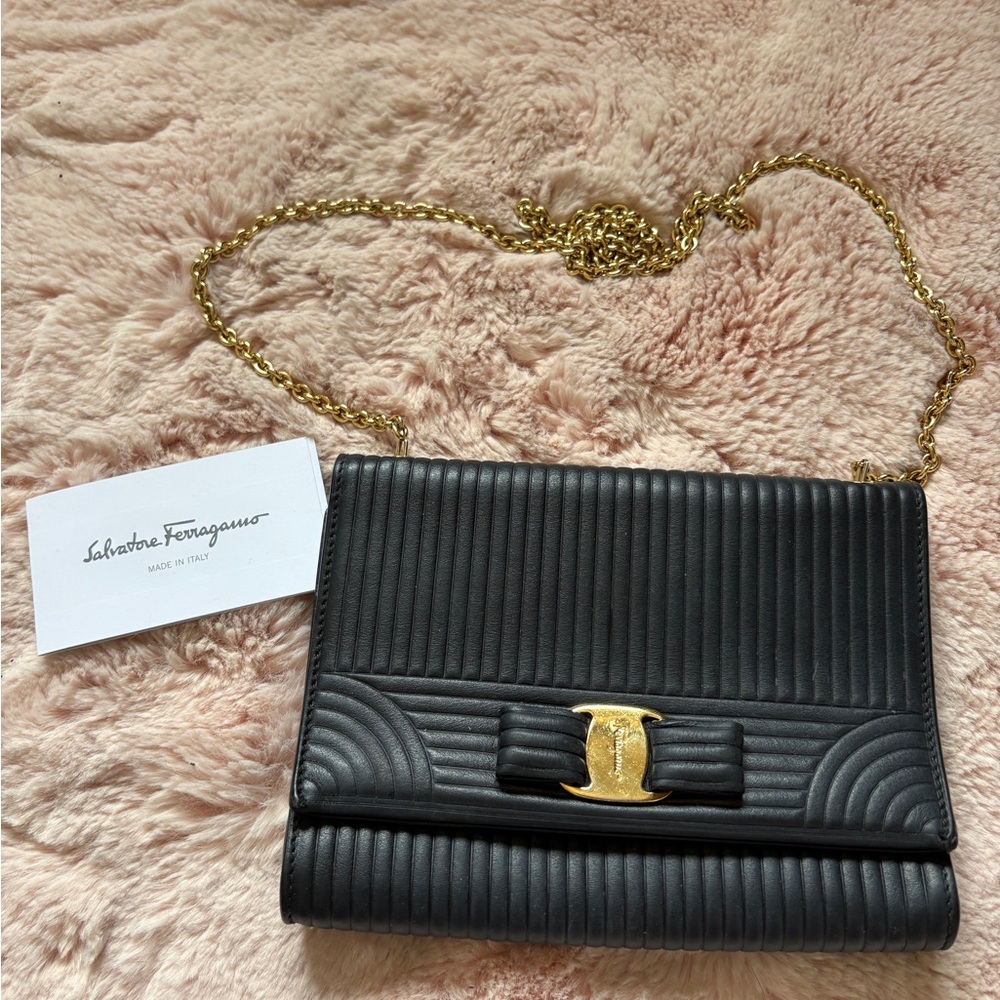 Salvatore Ferragamo Black Quilted Leather Bag